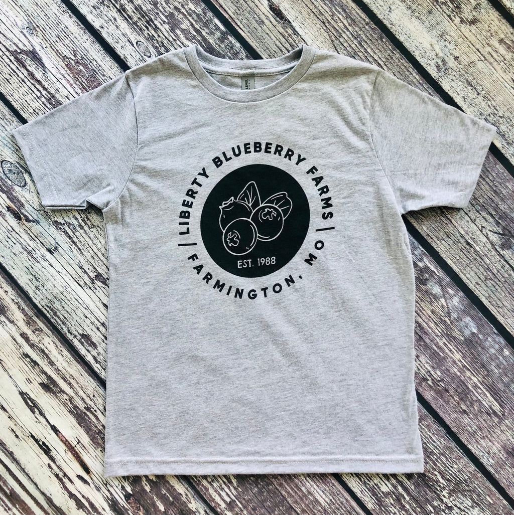 Liberty Blueberry Farms Youth T-Shirt - Medium Grey - Liberty Blueberry Farms