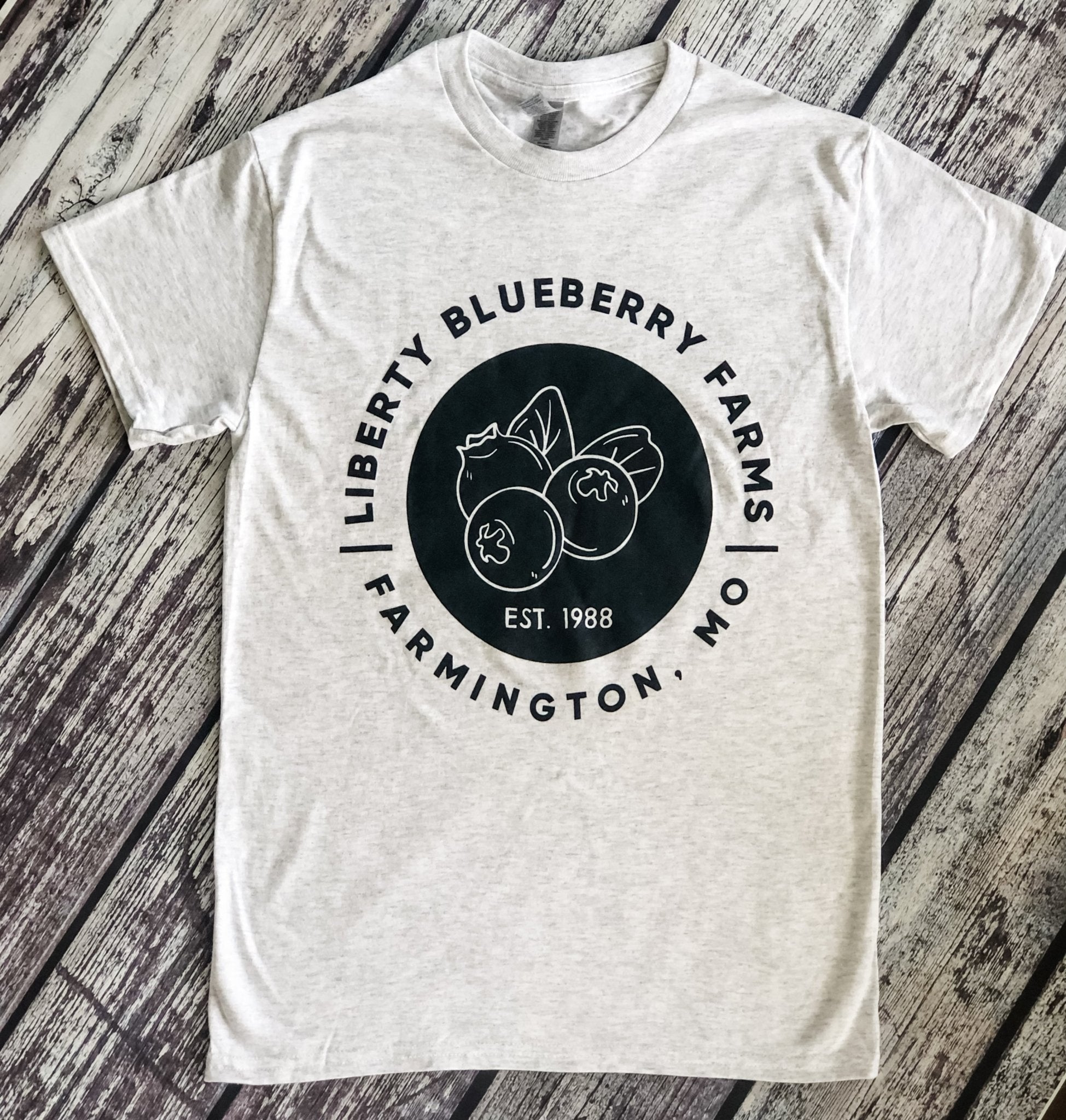 Liberty Blueberry Farms T-Shirt - Light Grey - Liberty Blueberry Farms