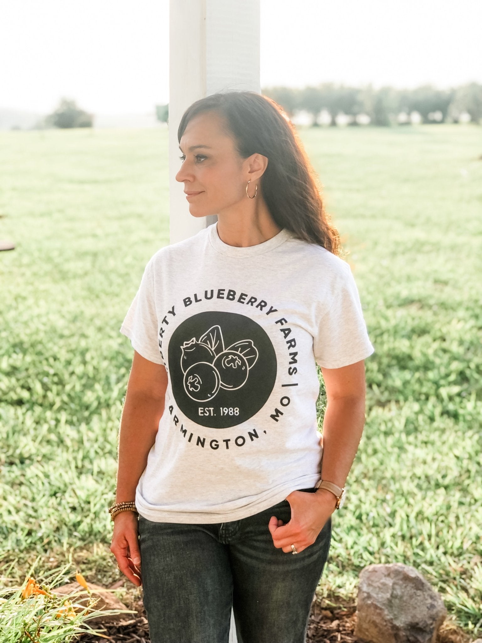 Liberty Blueberry Farms T-Shirt - Light Grey - Liberty Blueberry Farms