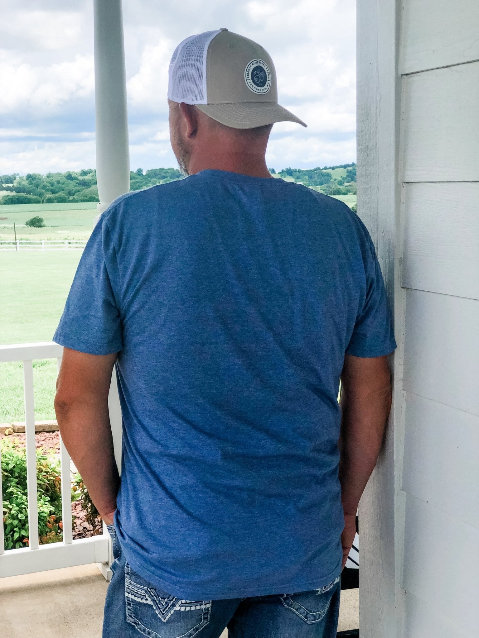 Liberty Blueberry Farms Hat - Khaki and White - Liberty Blueberry Farms